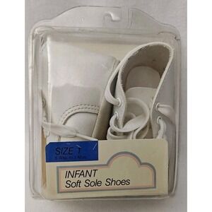 Vintage Sears Roebuck And Co. Infant Soft Sole Shoes Size 1 White Lace Up Babyb
